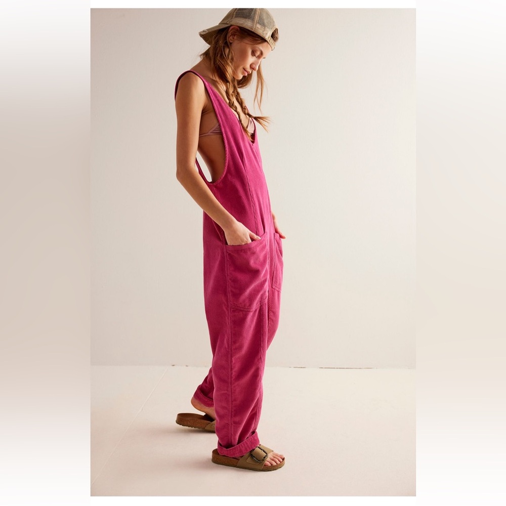 Free People Pink Women's corduroy Overalls